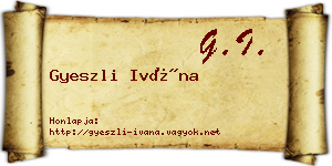 Gyeszli Ivána névjegykártya